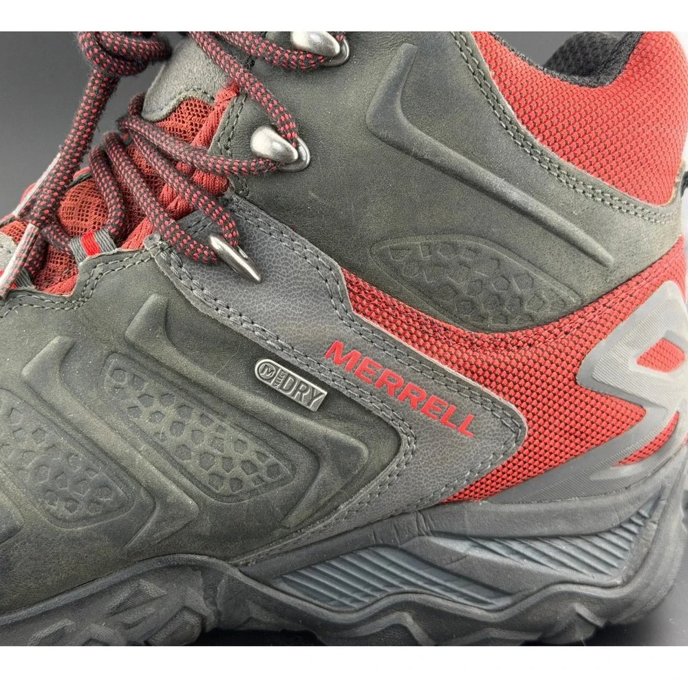 Merrell Granite-Waterproof Hiking Boots, Grey Red, Vibram, J32753, Mens 11.5